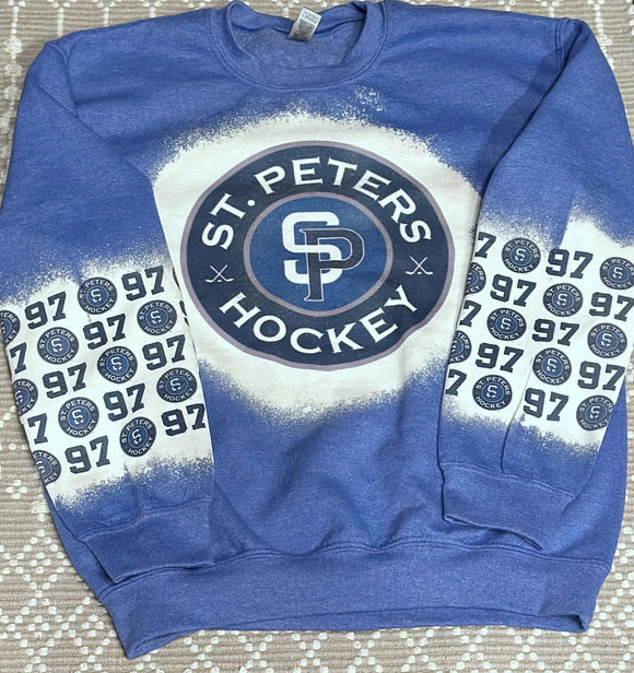 St. Peters sleeve bleached blue sweatshirt