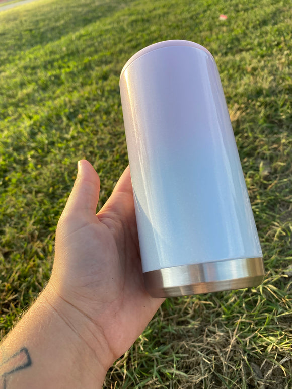 Pink and white ombré slim can coozie
