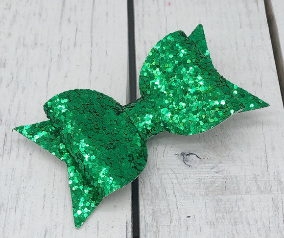 Green glitter bitty bow