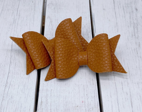 Tan leather bitty bow