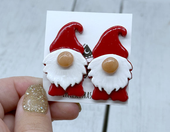 Red gnome stud earrings