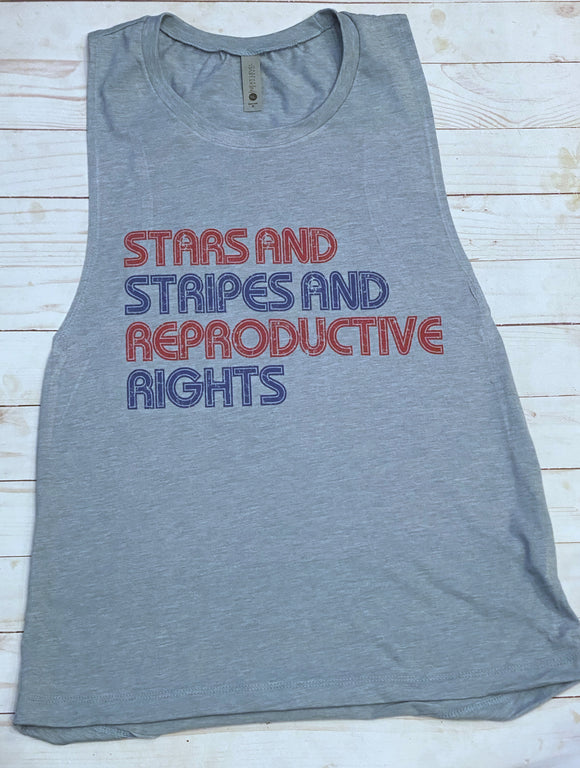 Stars and Stripes and reproductive rights muscle tank top