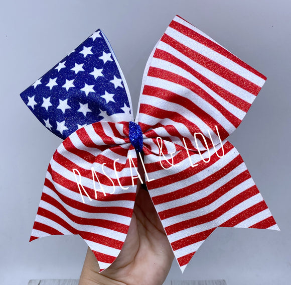 American flag cheer bow