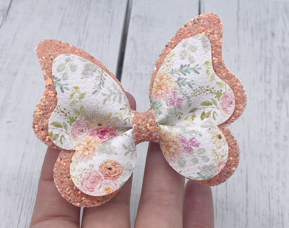 Peach bouquet butterfly bow