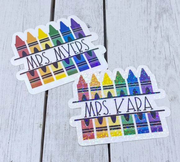 Crayon frame personalized name sticker