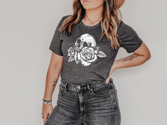 Rose skull t shirt