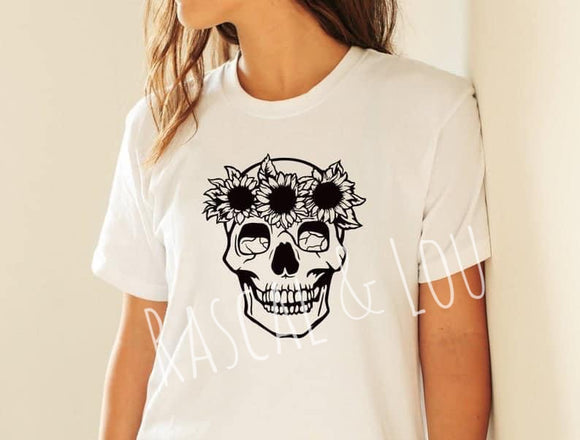 Sunflower skull tee shirt