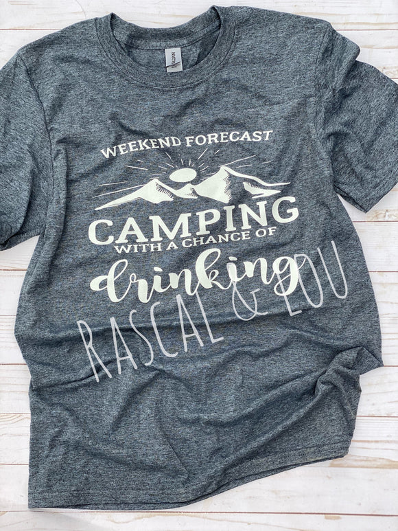 Weekend Forecast camping with a chance of drinking T-Shirt