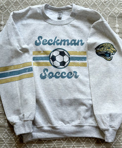 Retro Seckman Soccer Ash Grey crewneck sweatshirt