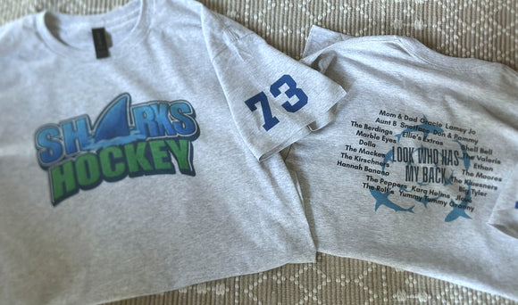 Shark hockey fan fundraiser tshirt