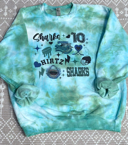 Sharks Hockey collage green dyed sweatshirt