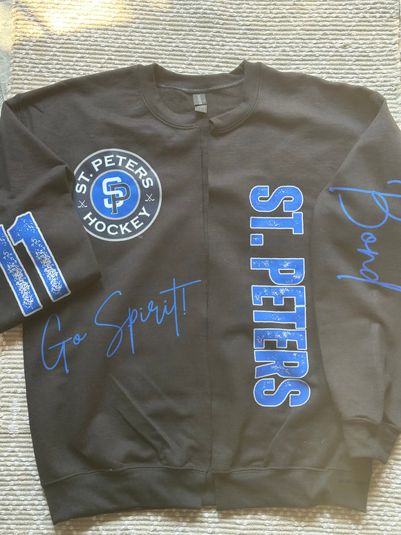 St. Peter’s cardigan cut black sweatshirt