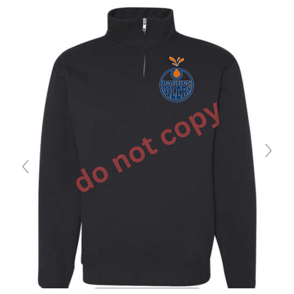 Bakken oilers quarter zip black sweatshirt