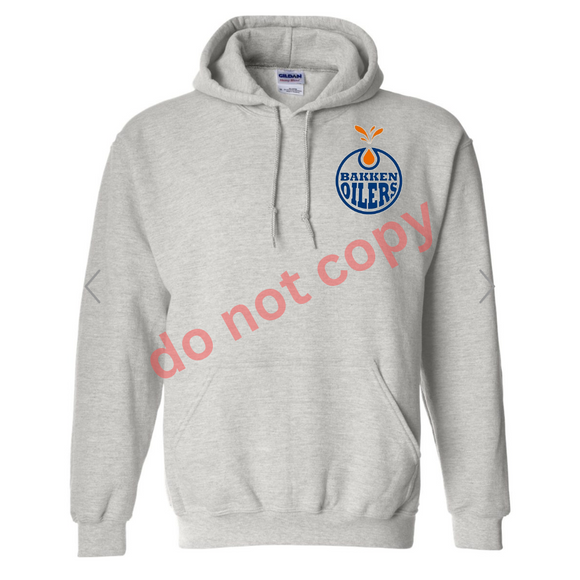 Bakken oilers pocket design grey hoodie