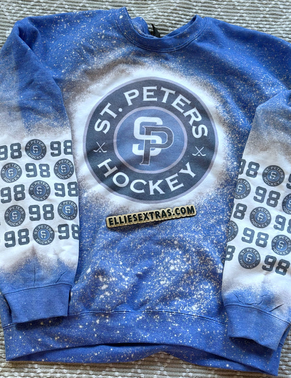 St. Peters sleeve bleached blue sweatshirt