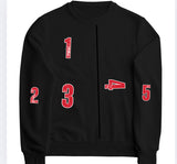 Custom mascot cardigan cut black sweatshirt