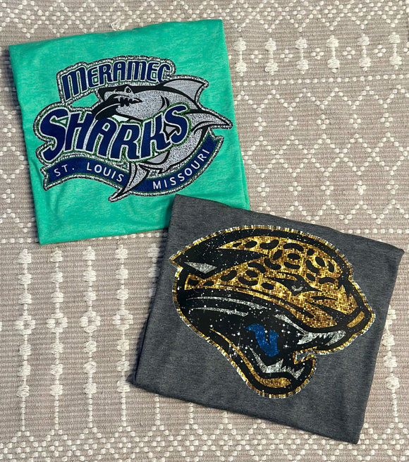 Faux Chenille SHARKS T Shirt