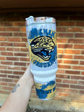 Jaguars custom bottom 40 oz tumbler with handle