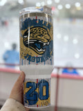 PTO Jaguars hockey 40 oz tumbler with handle