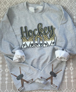 Hockey mom stick side split crewneck sweatshirt