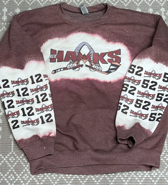 Ice Hawks bleached number sleeves sweatshirt