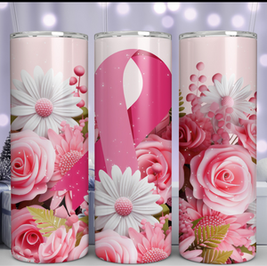 Breast cancer ribbon 20oz skinny tumbler