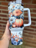 Fall floral 40 oz tumbler with handle