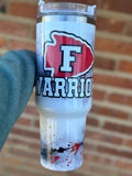 Fox warriors color splash 40 oz tumbler with handle