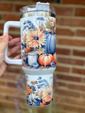 Fall floral 40 oz tumbler with handle