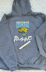 Charcoal Grey Seckman hockey mom hoodie