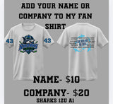 Sharks 12U A1 fan fundraiser tshirt