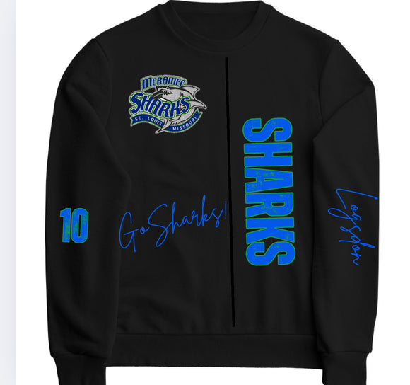 Sharks cardigan cut black sweatshirt