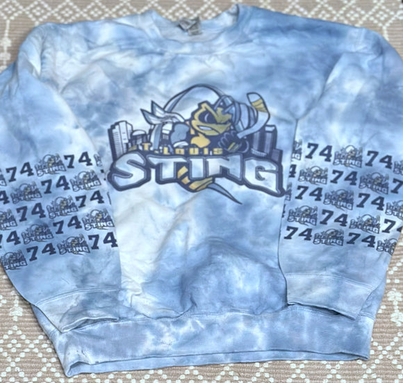 Sting sleeve blue dyed sweatshirt