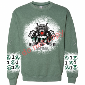 Wildcats number sleeves green bleached sweatshirt