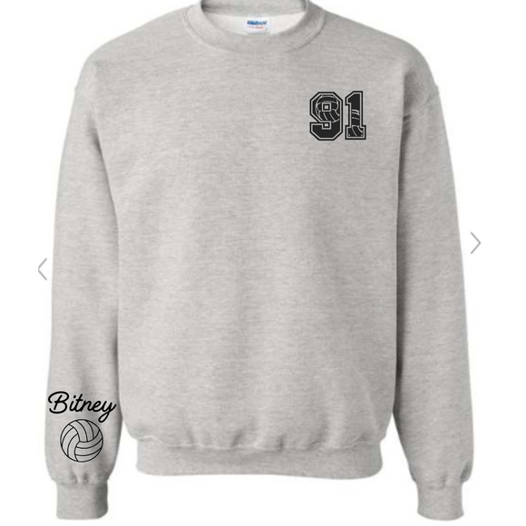 Custom number volleyball crewneck sweatshirt