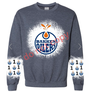 Oilers number sleeves navy bleached sweatshirt