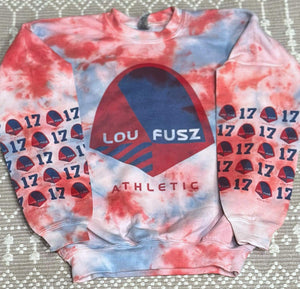 Lou fusz dyed sweatshirt with number sleeve pattern