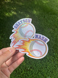 Baseball personalized name sticker