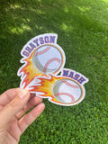 Baseball personalized name sticker