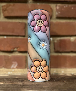 3d happy Flowers 20oz skinny tumbler