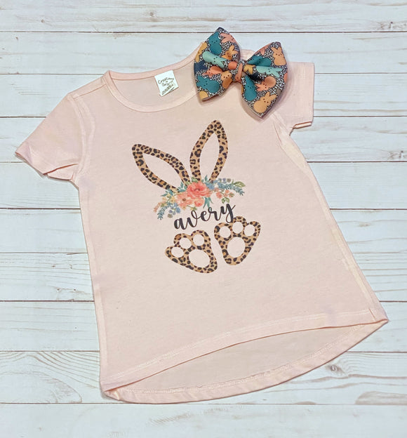 Personalized animal print bunny tee shirt