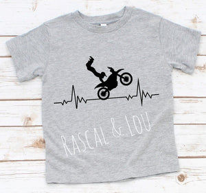 Dirt bike heart beat youth t shirt