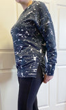 Navy paint splatter sweater