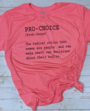 Pro choice tee shirt shown on heather seafoam green