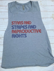 Stars and Stripes and reproductive rights muscle tank top