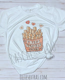 Fries before guys tee shirt shown on white