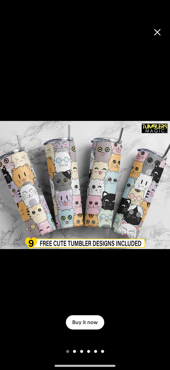 Cartoon cats 20oz skinny tumbler