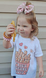 Fries before guys tee shirt shown on white