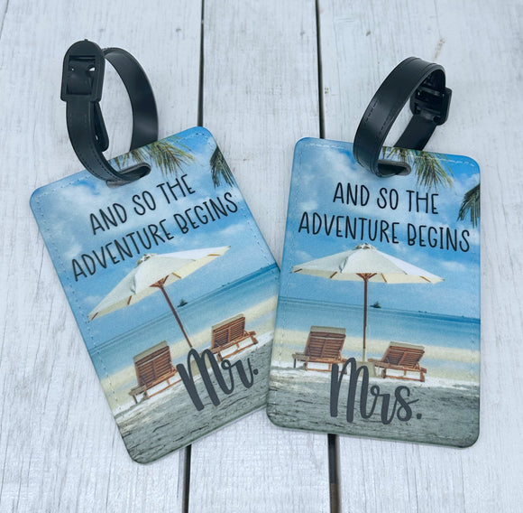 Mr. And Mrs beach luggage tags