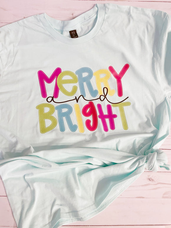 Merry and bright tee shirt